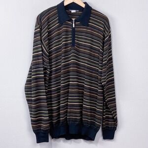 Vintage 90s Porto Cruz Sweater Size XL Merino Wool Blend Striped Grandpa Dadcore